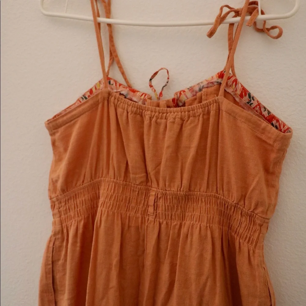 Free People Rust Orange Tie-Shoulder Jumpsuit